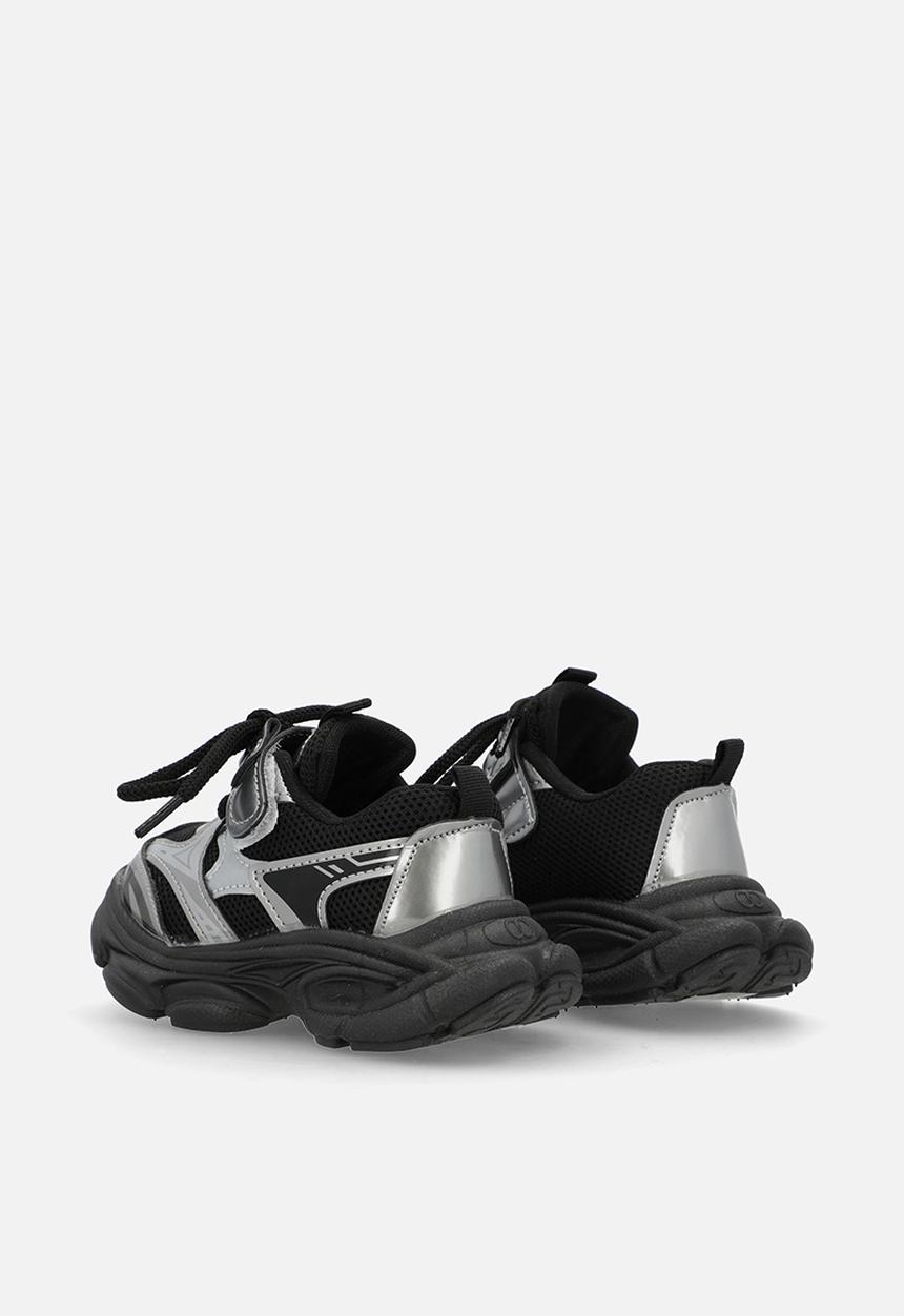 Pop Candy - Mixed media chunky platform sneakers - black/silver