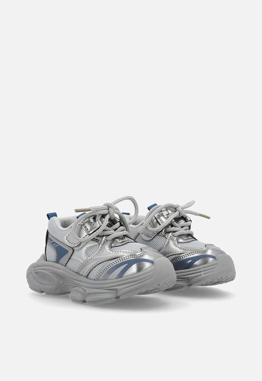 Pop Candy - Mixed media chunky platform sneakers - grey/silver