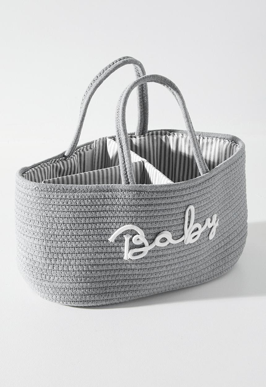 Pop Candy - Woven diaper organizer caddy - grey