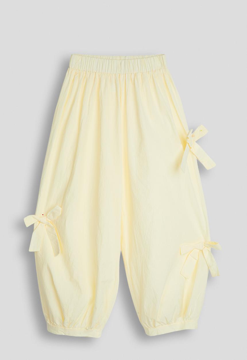 Pop Candy - Bow applique wide leg pants - light yellow