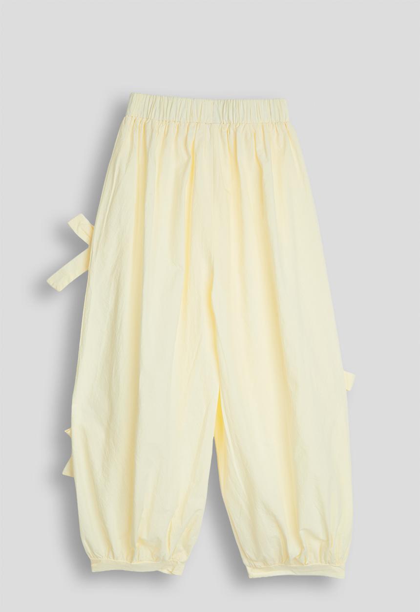 Pop Candy - Bow applique wide leg pants - light yellow
