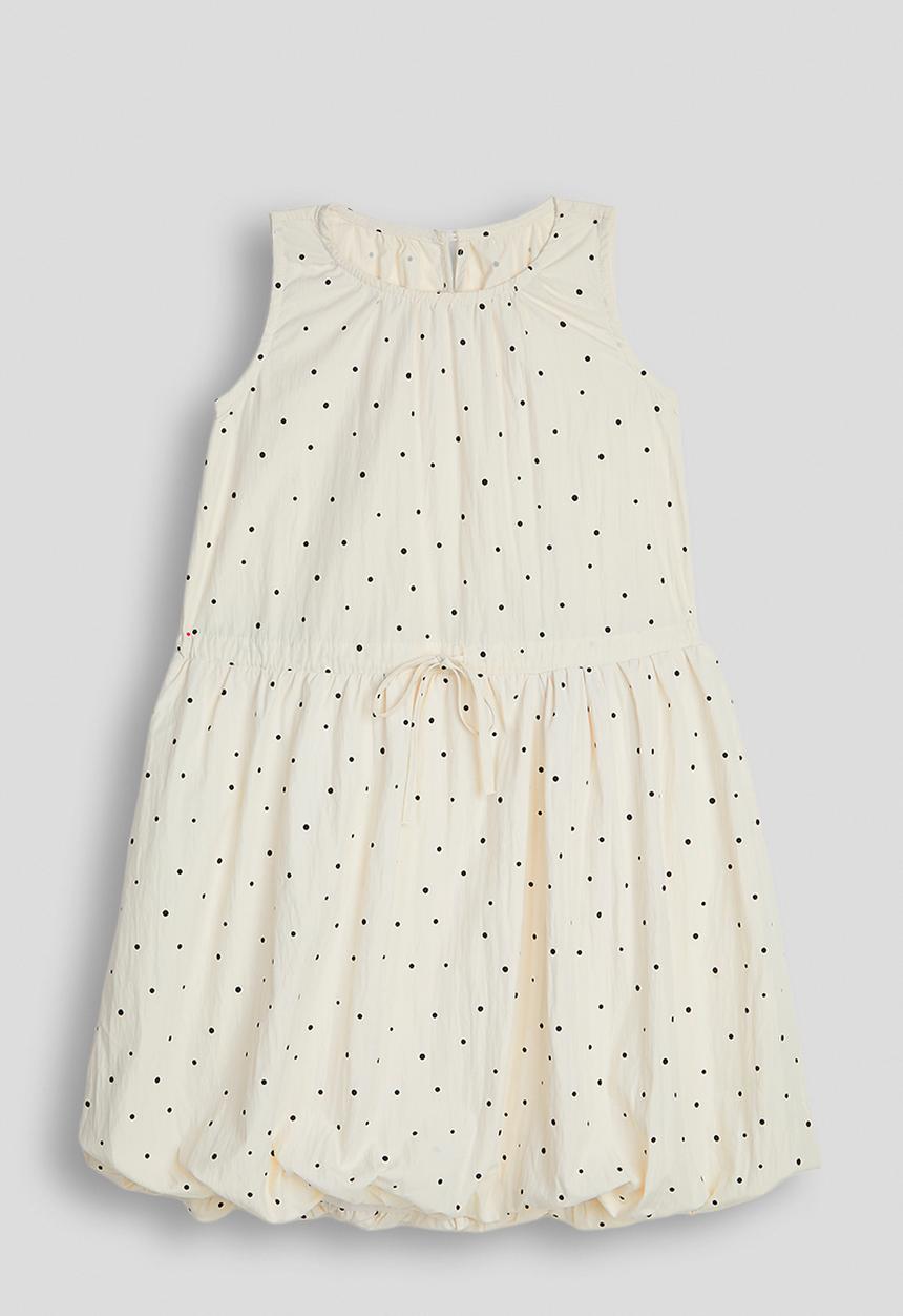 Pop Candy - Dropped waist bubble hem dress - white/polka dots
