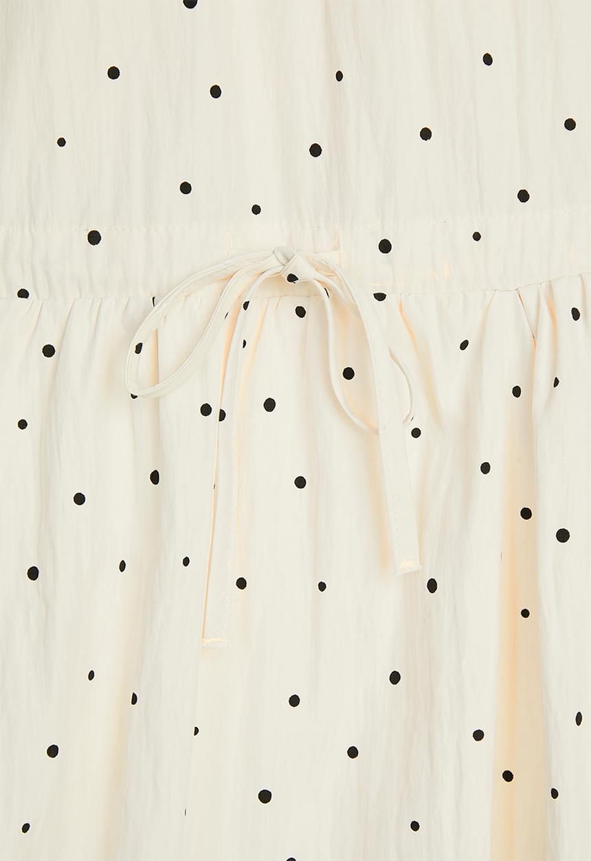 Pop Candy - Dropped waist bubble hem dress - white/polka dots
