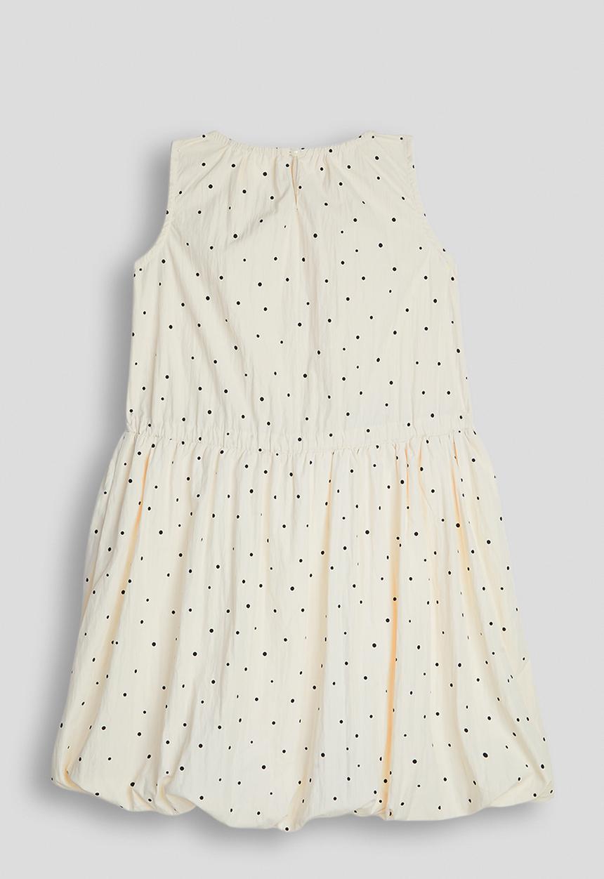 Pop Candy - Dropped waist bubble hem dress - white/polka dots