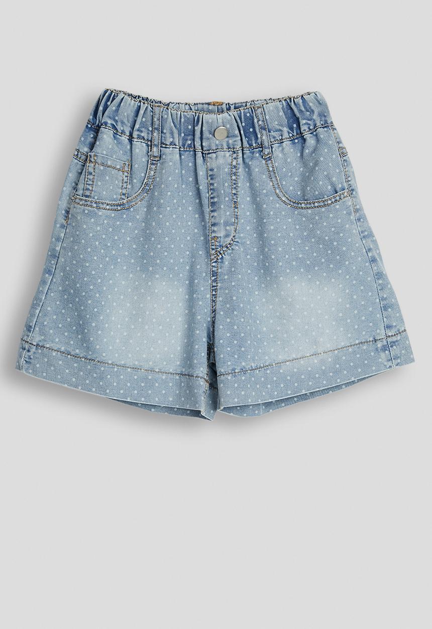 Pop Candy - Dot aop denim shorts - blue