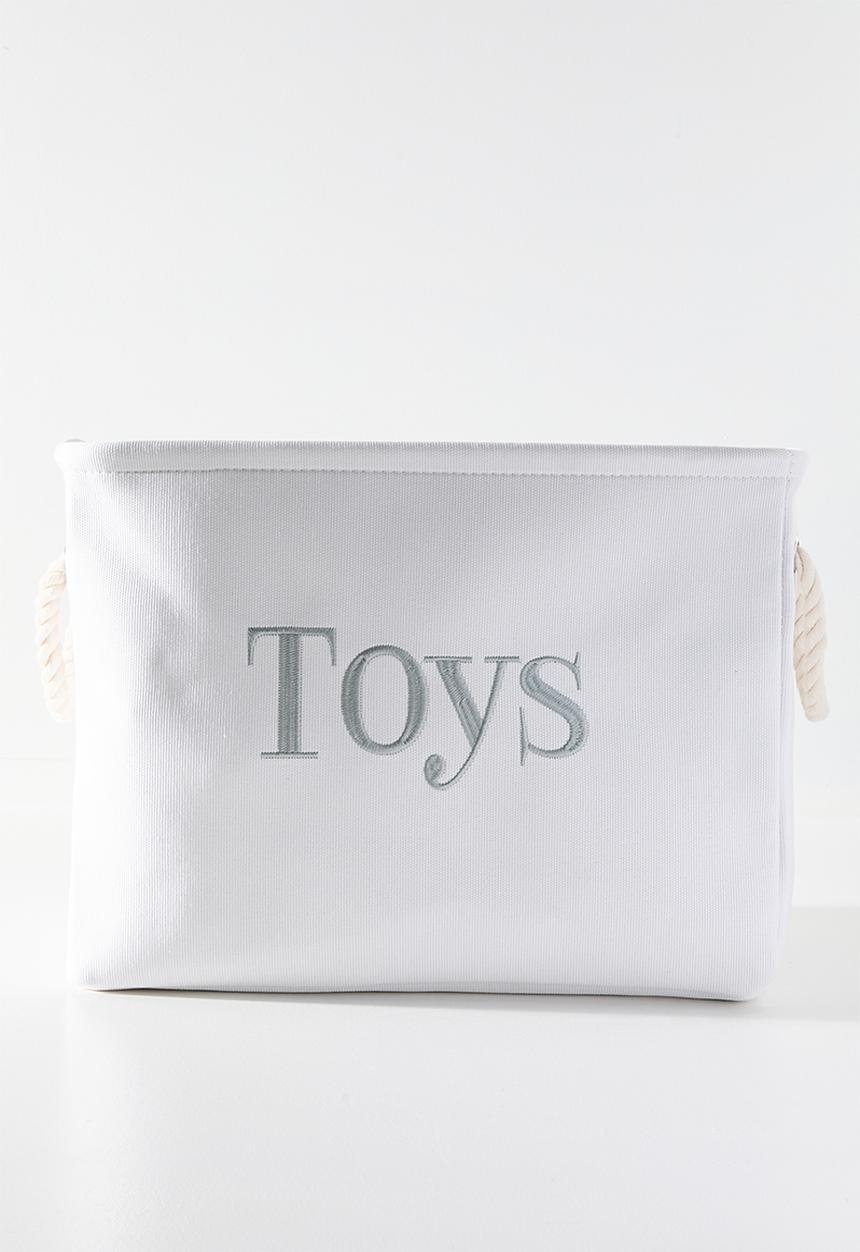 Pop Candy - Fabric toy storage basket  with rope handles - white/blue
