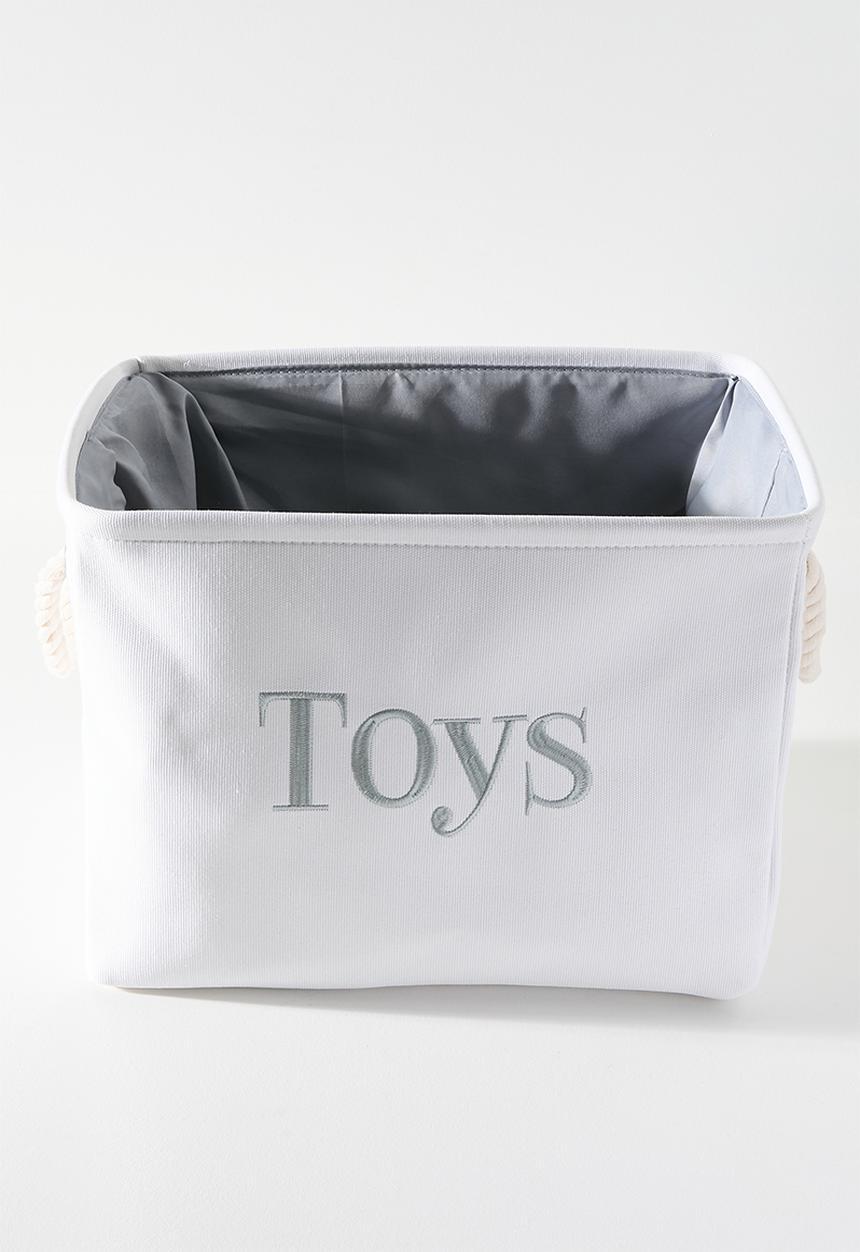 Pop Candy - Fabric toy storage basket  with rope handles - white/blue