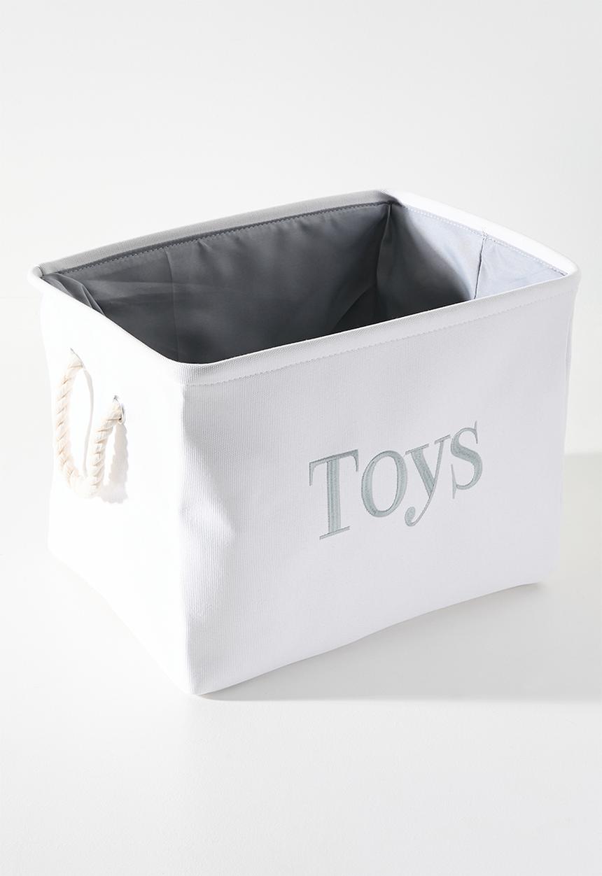 Pop Candy - Fabric toy storage basket  with rope handles - white/blue