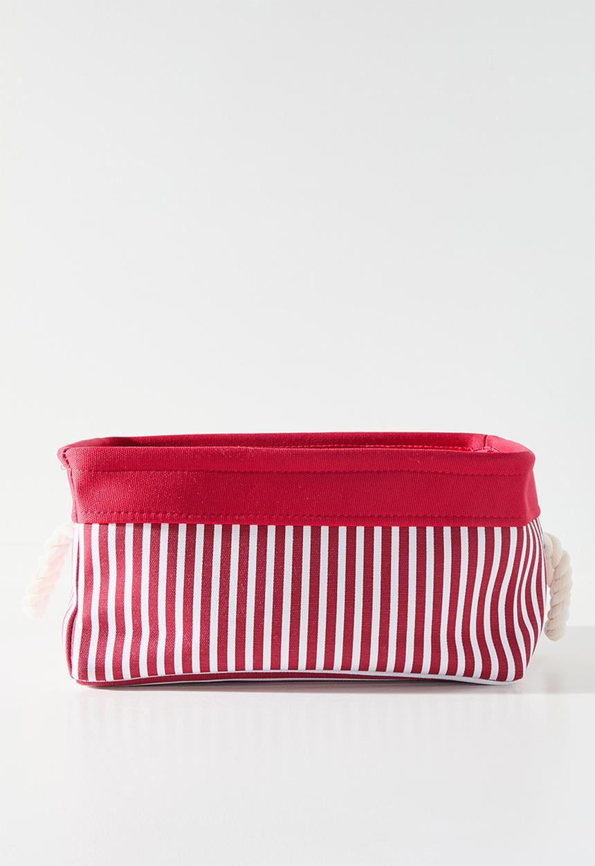 Pop Candy - Fabric storage basket with rope handles - red stripe