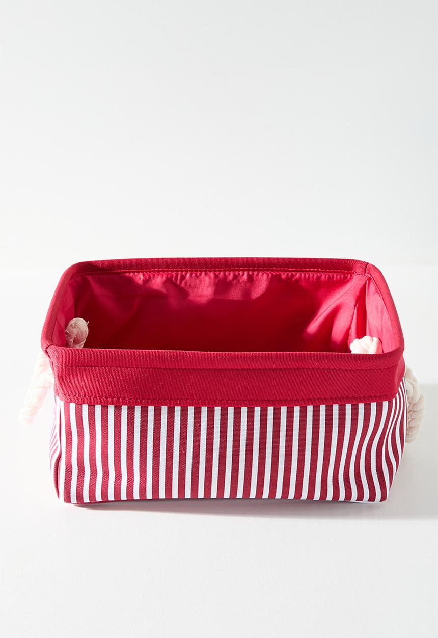 Pop Candy - Fabric storage basket with rope handles - red stripe