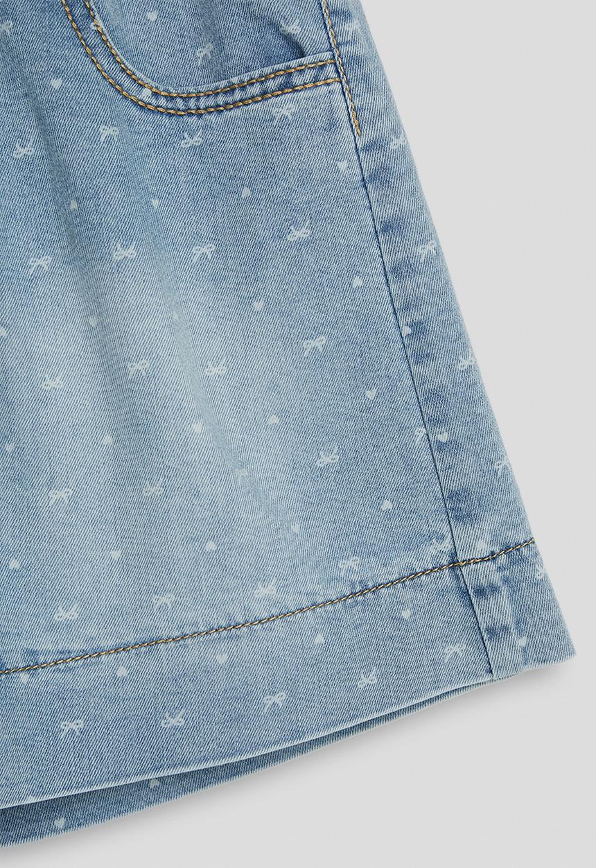 Pop Candy - Bow aop denim shorts - blue