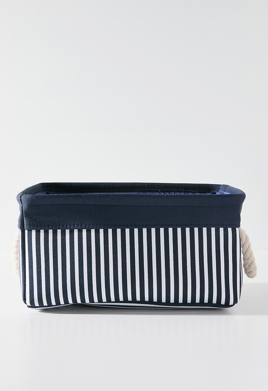 Pop Candy - Fabric storage basket with rope handles - navy stripe