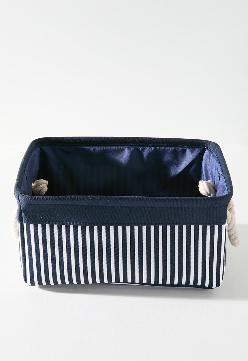 Pop Candy - Fabric storage basket with rope handles - navy stripe