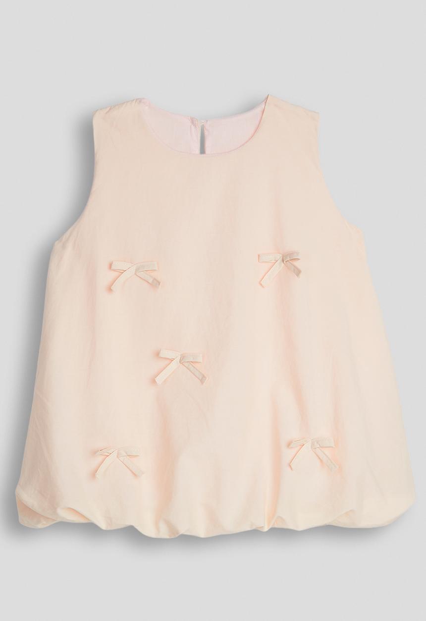 Pop Candy - Bow applique bubble hem blouse - pink