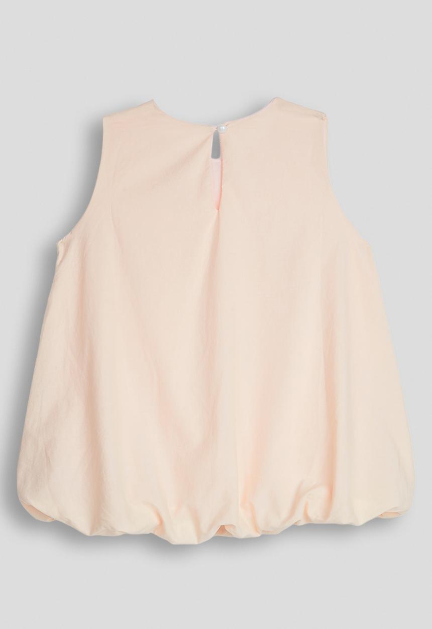 Pop Candy - Bow applique bubble hem blouse - pink