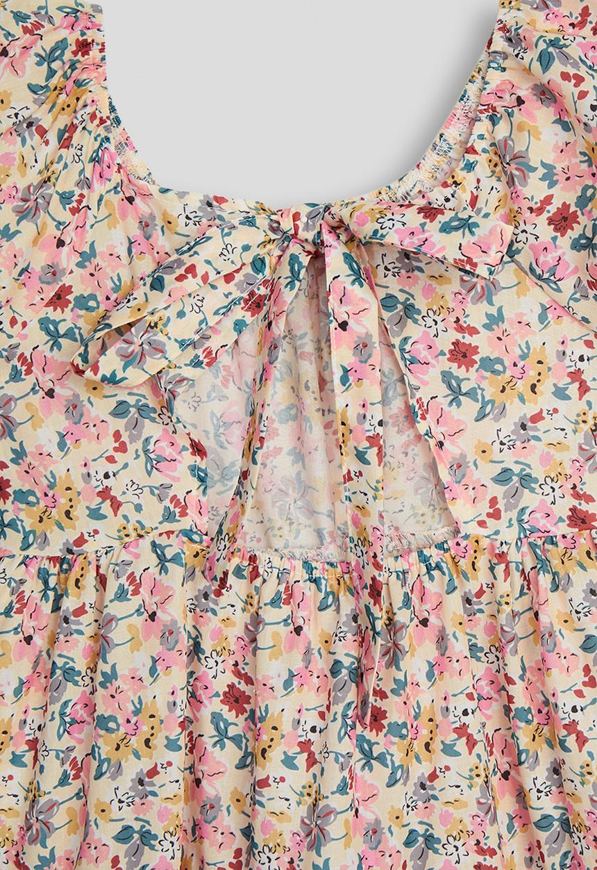 Pop Candy - Ditsy floral tiered dress - cream