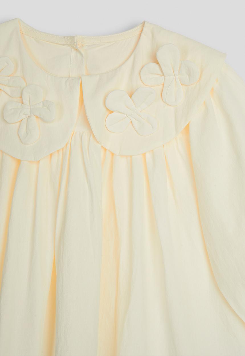 Pop Candy - Bow applique collar blouse - cornsilk