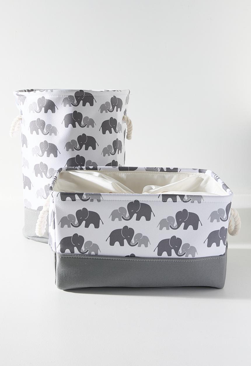 Pop Candy - Printed fabric laundry bin - white & grey