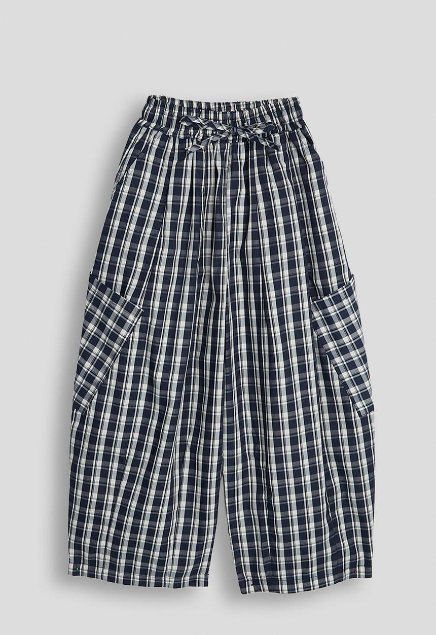 Pop Candy - Check lounge-style pants with slanted side pockets - blue