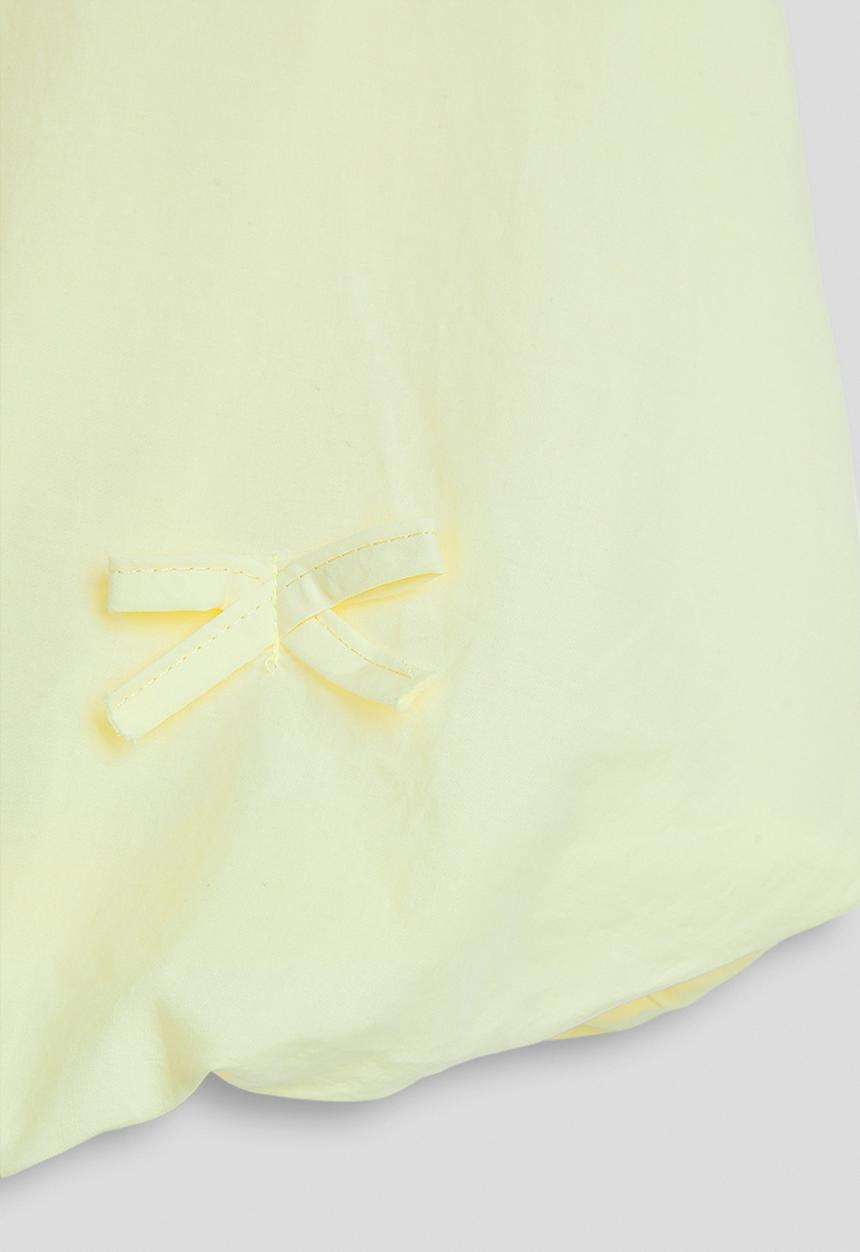 Pop Candy - Bow applique bubble hem blouse - custard