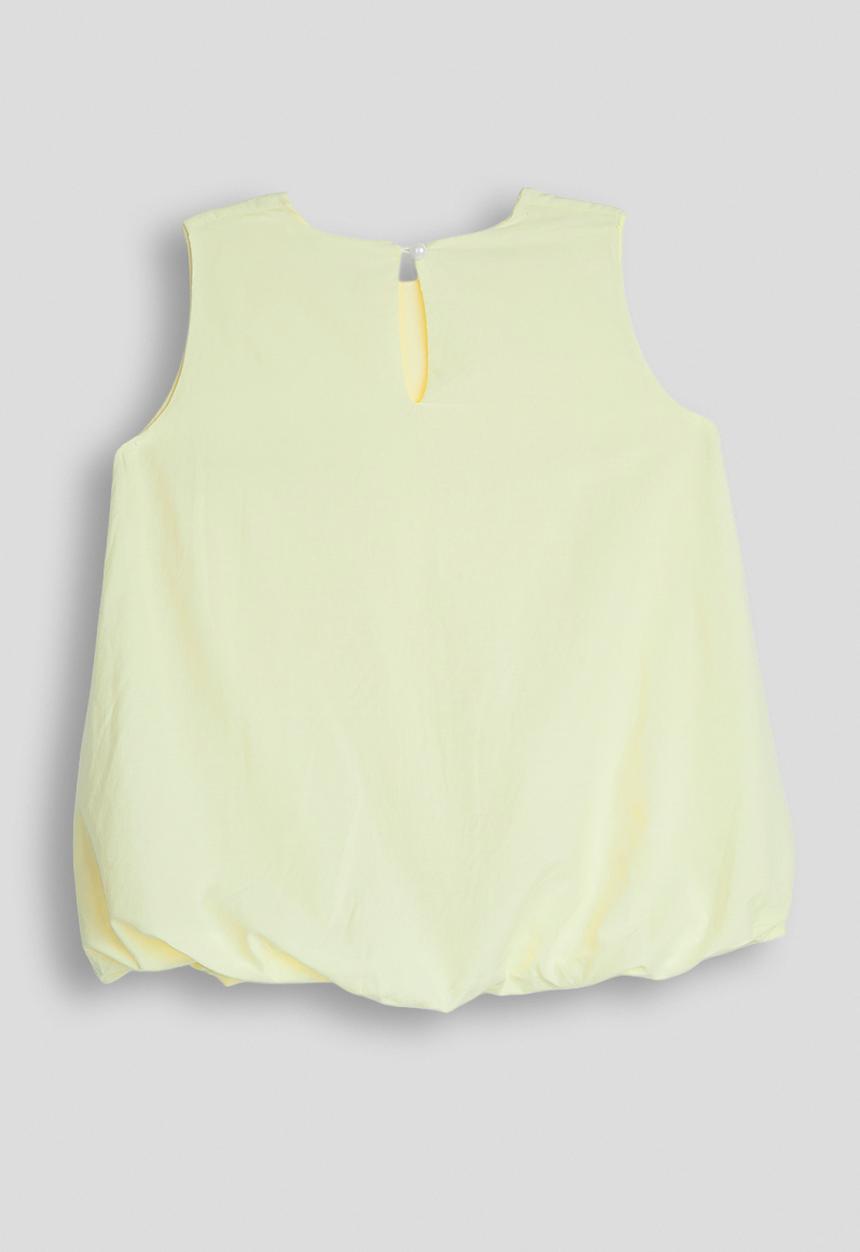 Pop Candy - Bow applique bubble hem blouse - custard