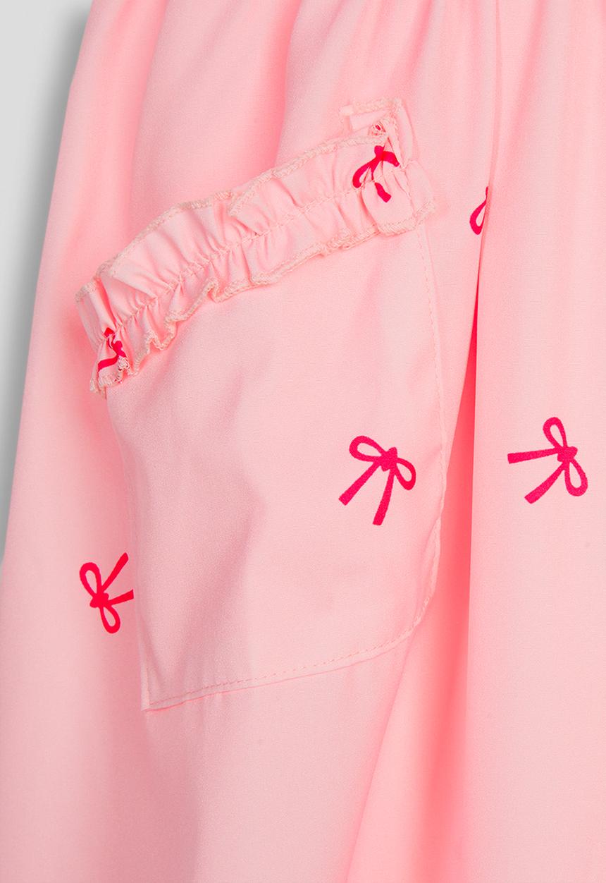 Pop Candy - Bow printed puff sleeved skater dress - pink