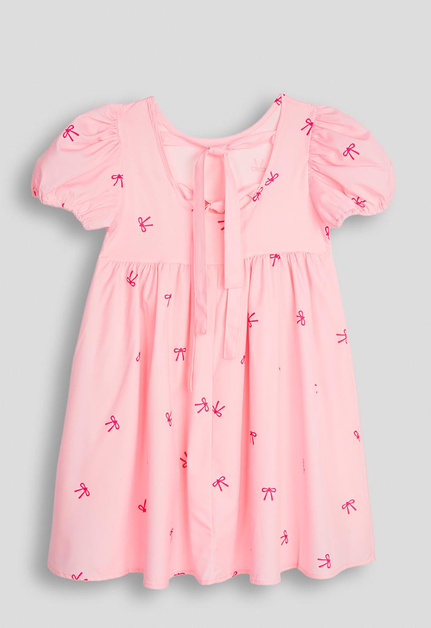 Pop Candy - Bow printed puff sleeved skater dress - pink