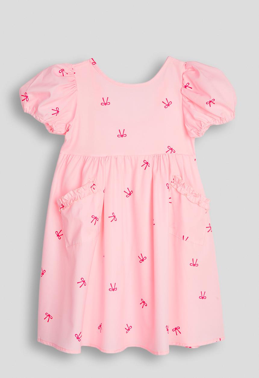 Pop Candy - Bow printed puff sleeved skater dress - pink