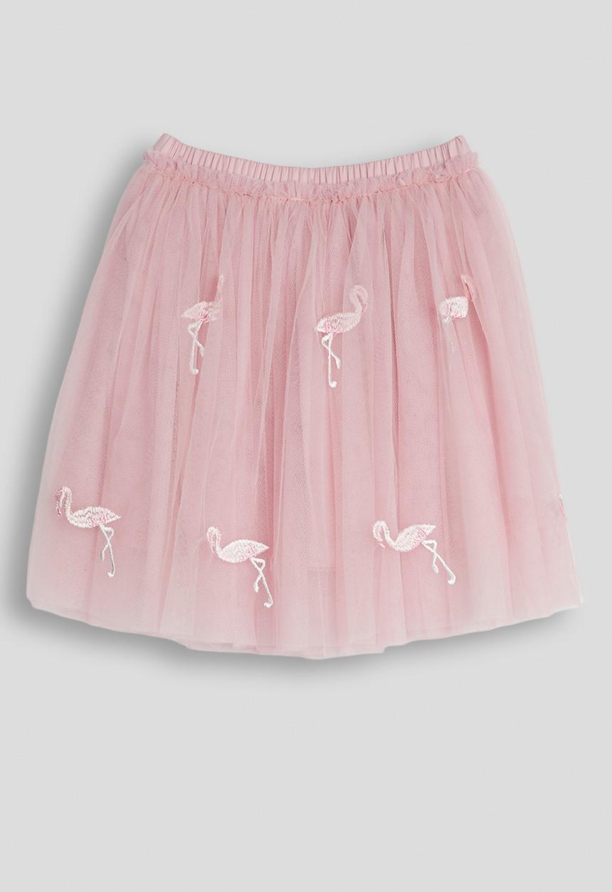 Pop Candy - Flamingo embroidered tulle skirt - pink