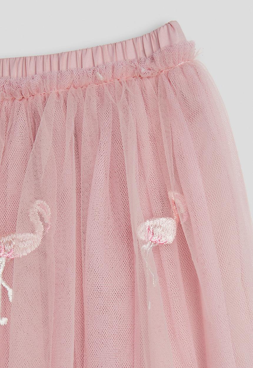 Pop Candy - Flamingo embroidered tulle skirt - pink