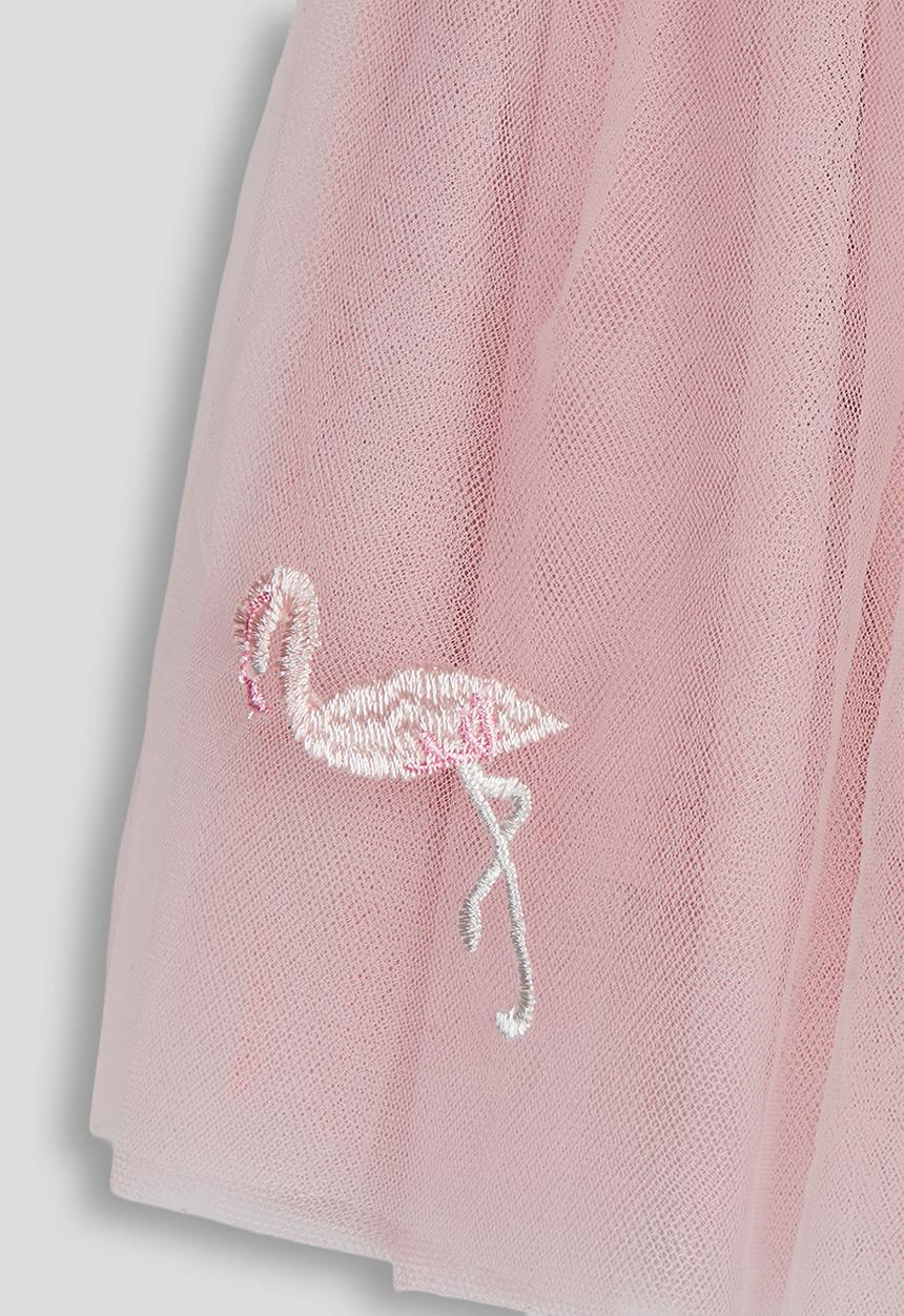 Pop Candy - Flamingo embroidered tulle skirt - pink