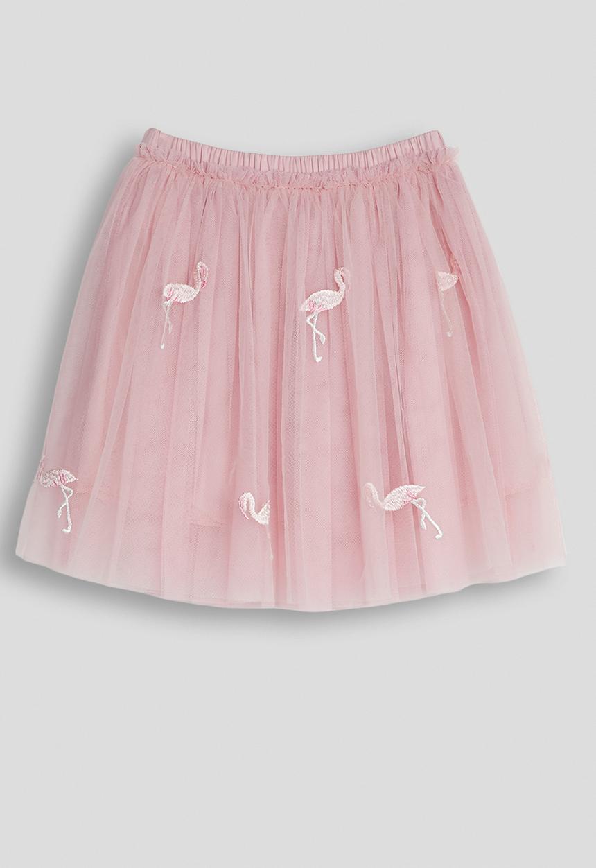Pop Candy - Flamingo embroidered tulle skirt - pink