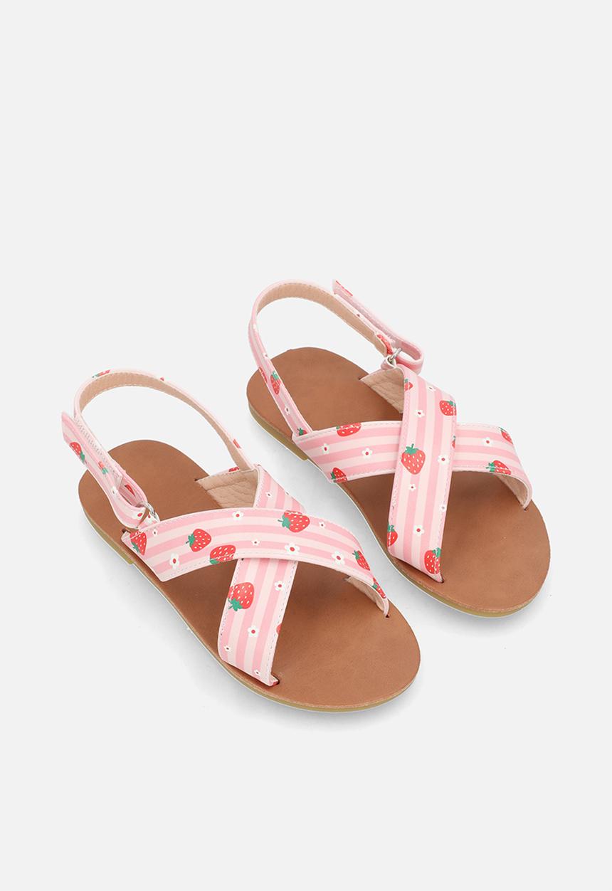Pop Candy - Striped flat sandals - pink