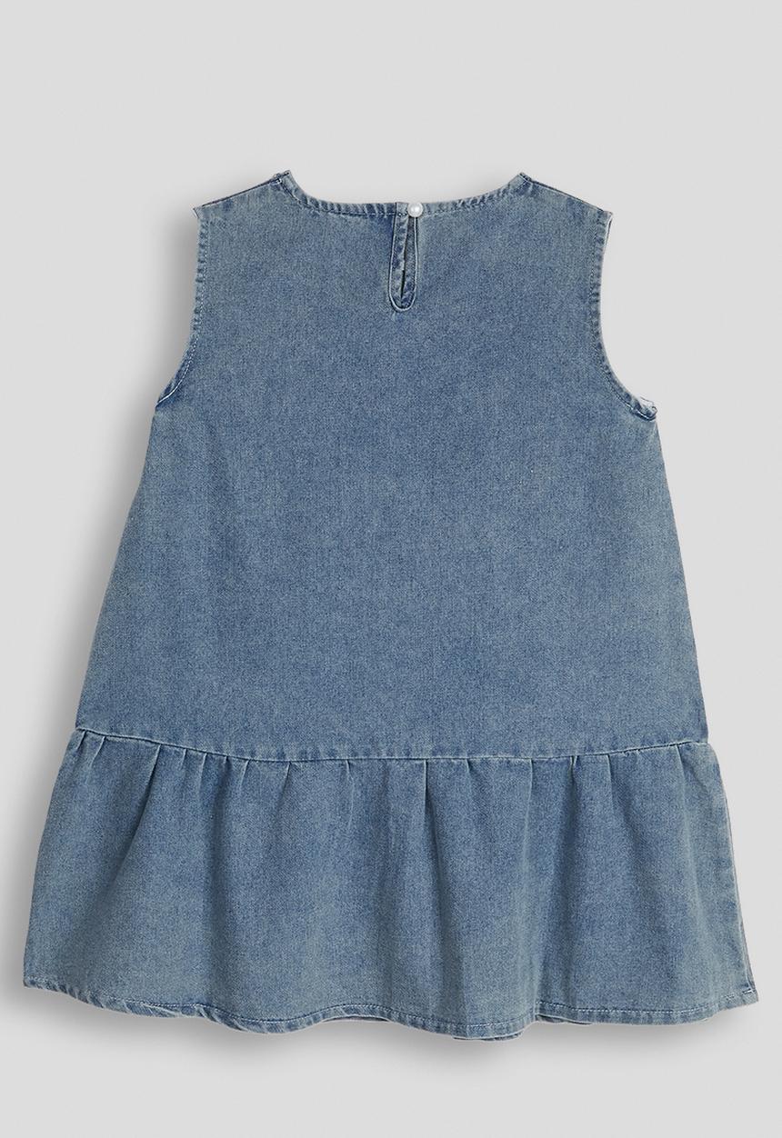 Pop Candy - Denim rhinestone embellished shift dress - blue