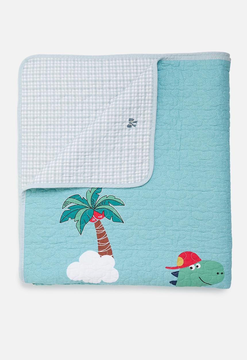 Pop Candy - Graphic print quilted coverlet - blue/multi