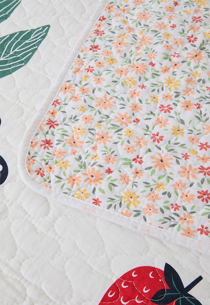 Pop Candy - Wildflower multi quilted coverlet - ivory