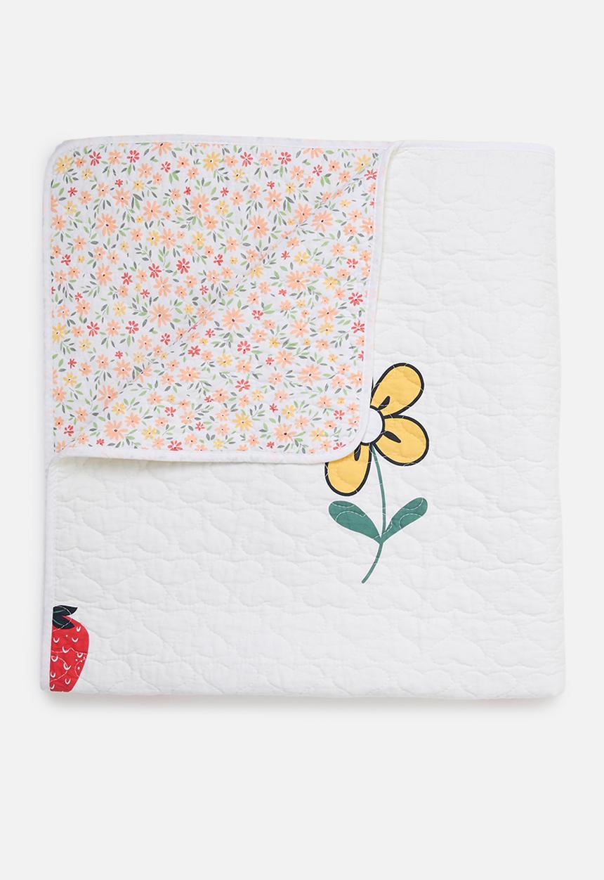 Pop Candy - Wildflower multi quilted coverlet - ivory