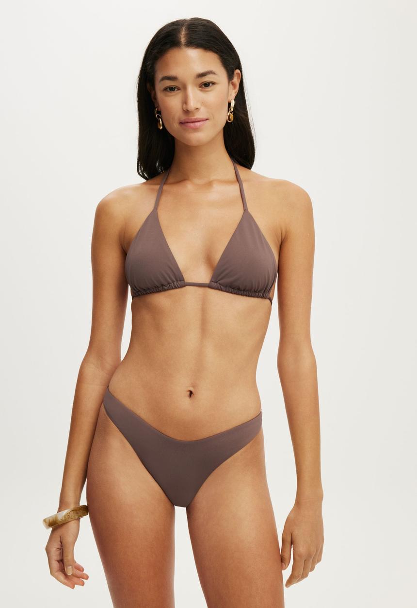 Cotton On - String Triangle Bikini Top - Clay Taupe Matte