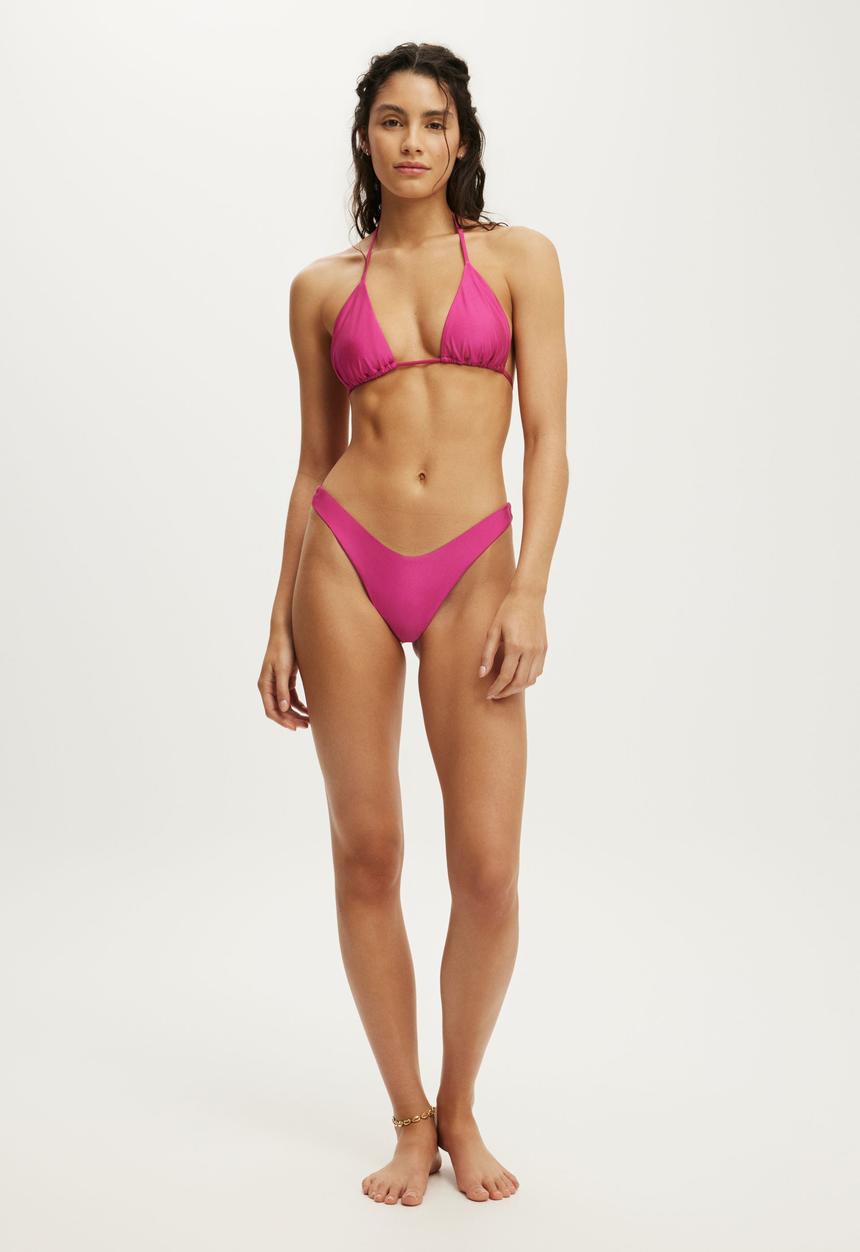 Cotton On - String Triangle Bikini Top - Sundried Rose Shimmer