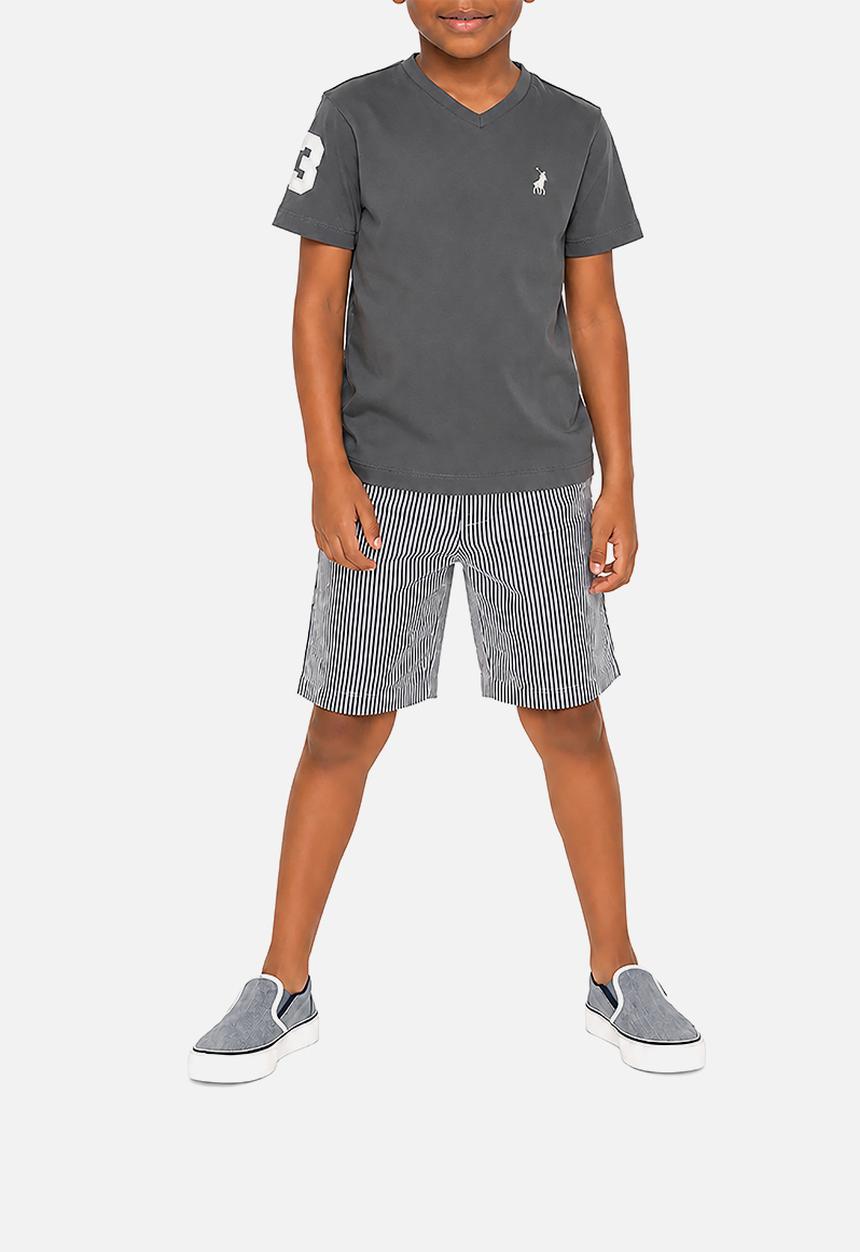 POLO - Boys James V Neck Tee - Gunmetal