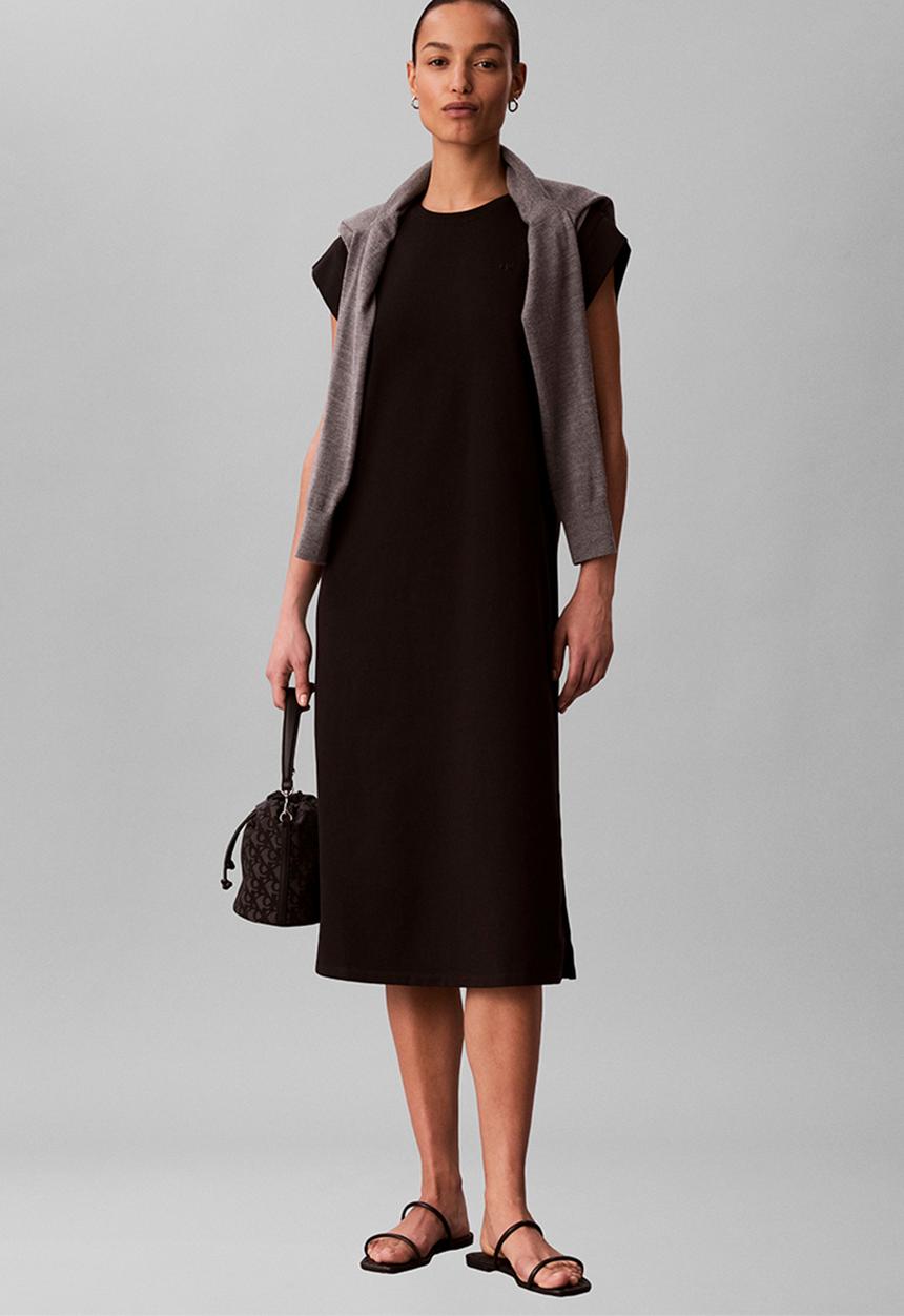 Calvin Klein - Ss crew hvy jersey easy midi dress - black