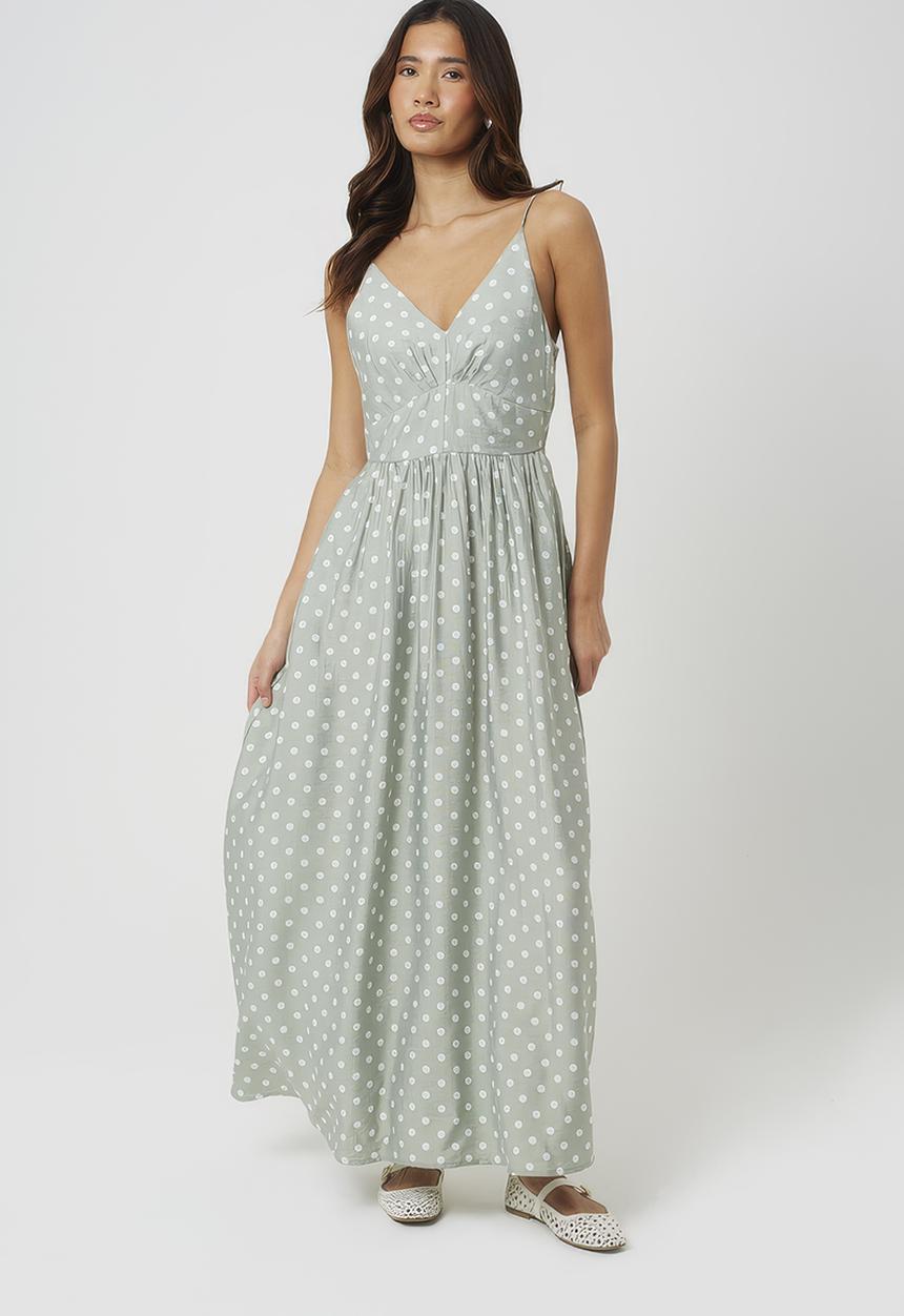 Brave Soul - Ladies Strappy Midi Printed Dress - Light Ditsy