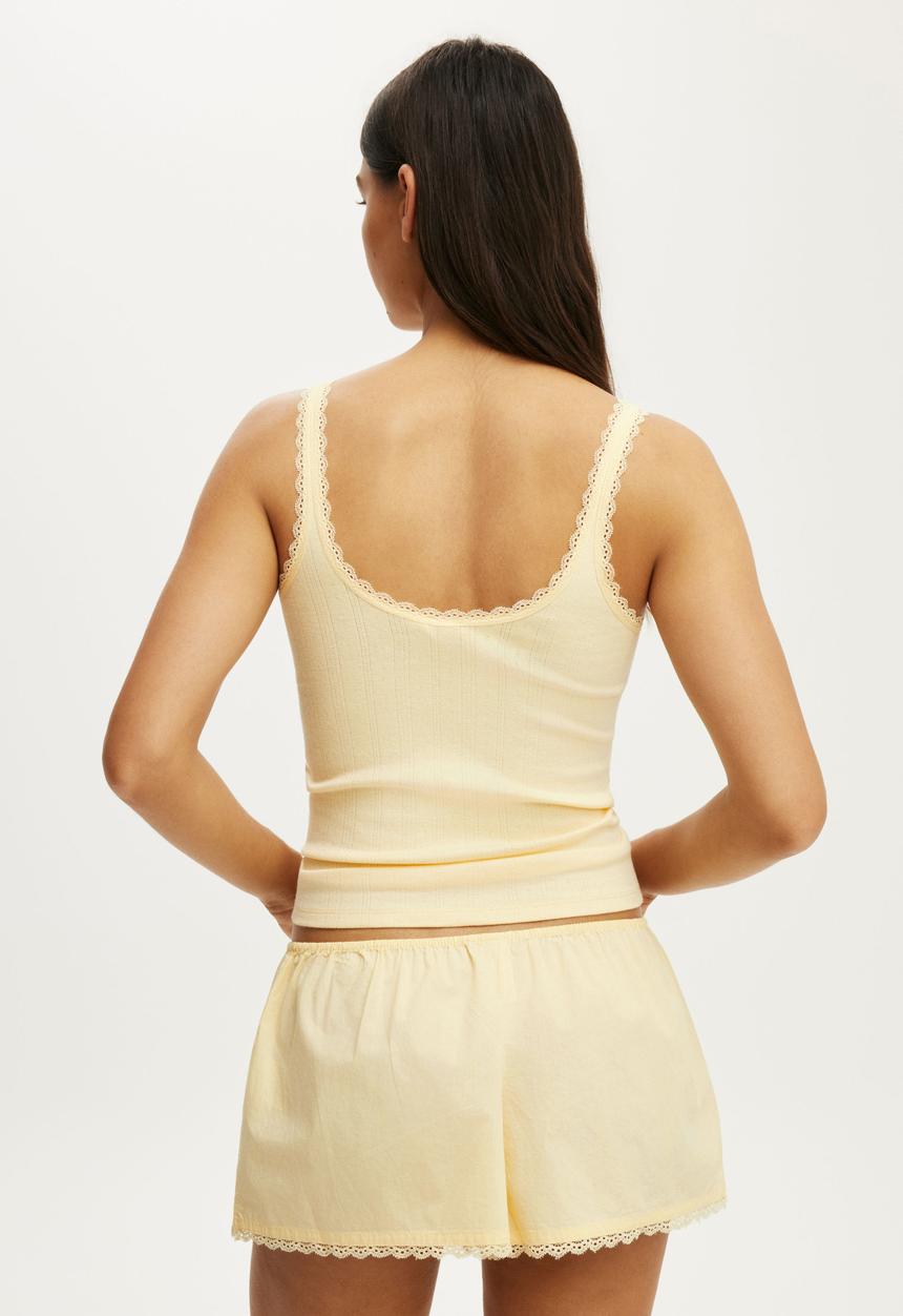 Cotton On - Dreamy Soft Pointelle Button Up Cami - Banana Whip