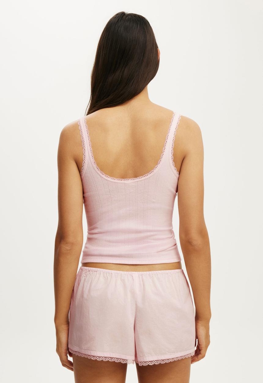 Cotton On - Dreamy Soft Pointelle Button Up Cami - Pink Kiss