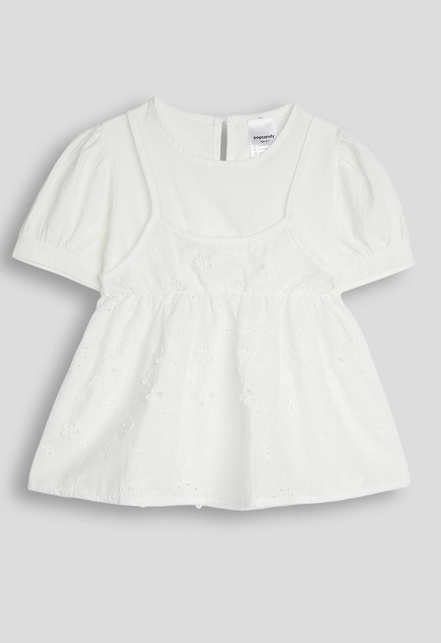 Pop Candy - Anglaise mock cami top - white
