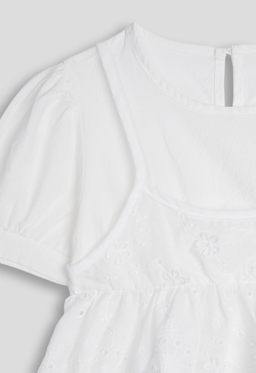 Pop Candy - Anglaise mock cami top - white