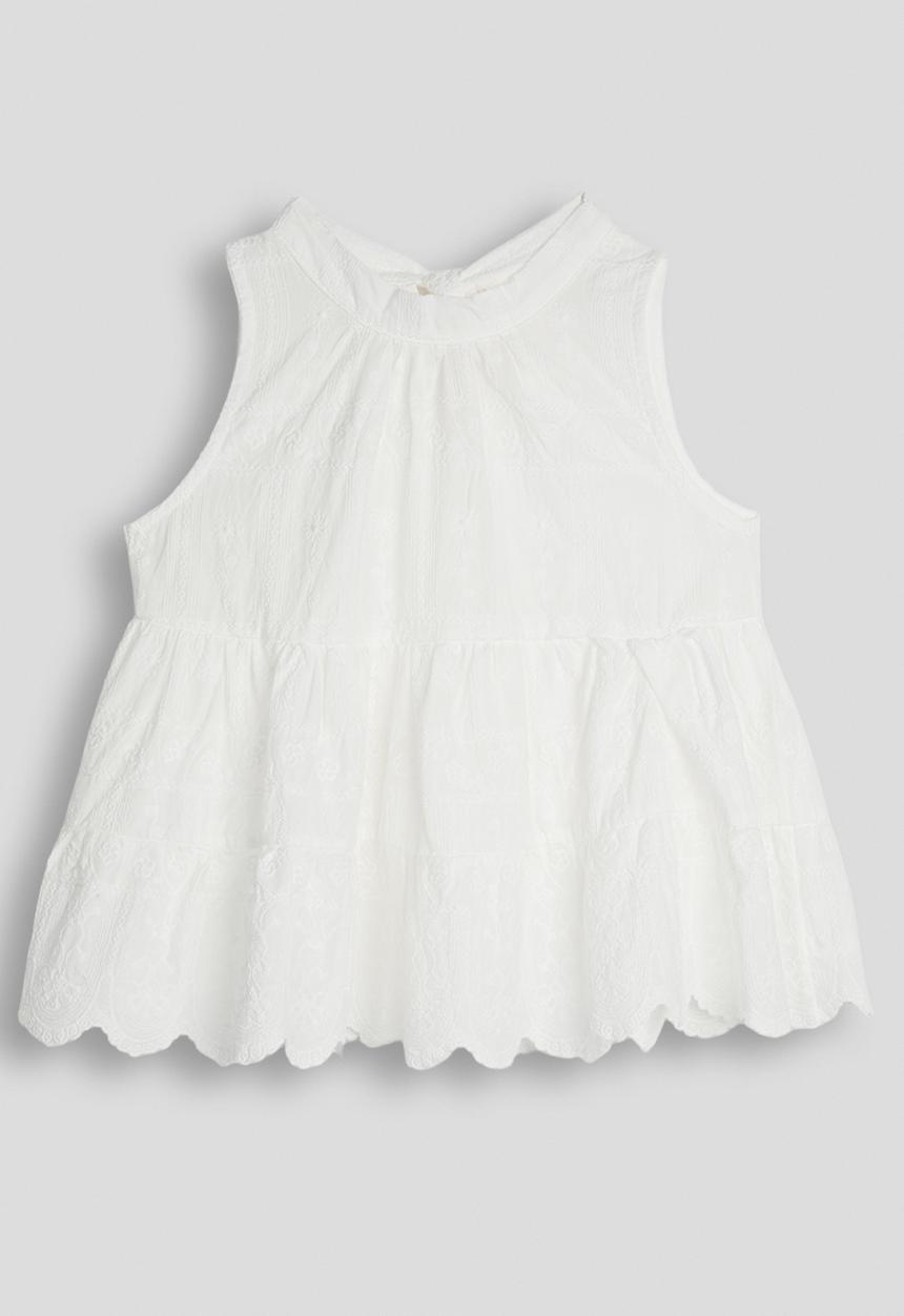 Pop Candy - Anglaise boho-style tunic top - white