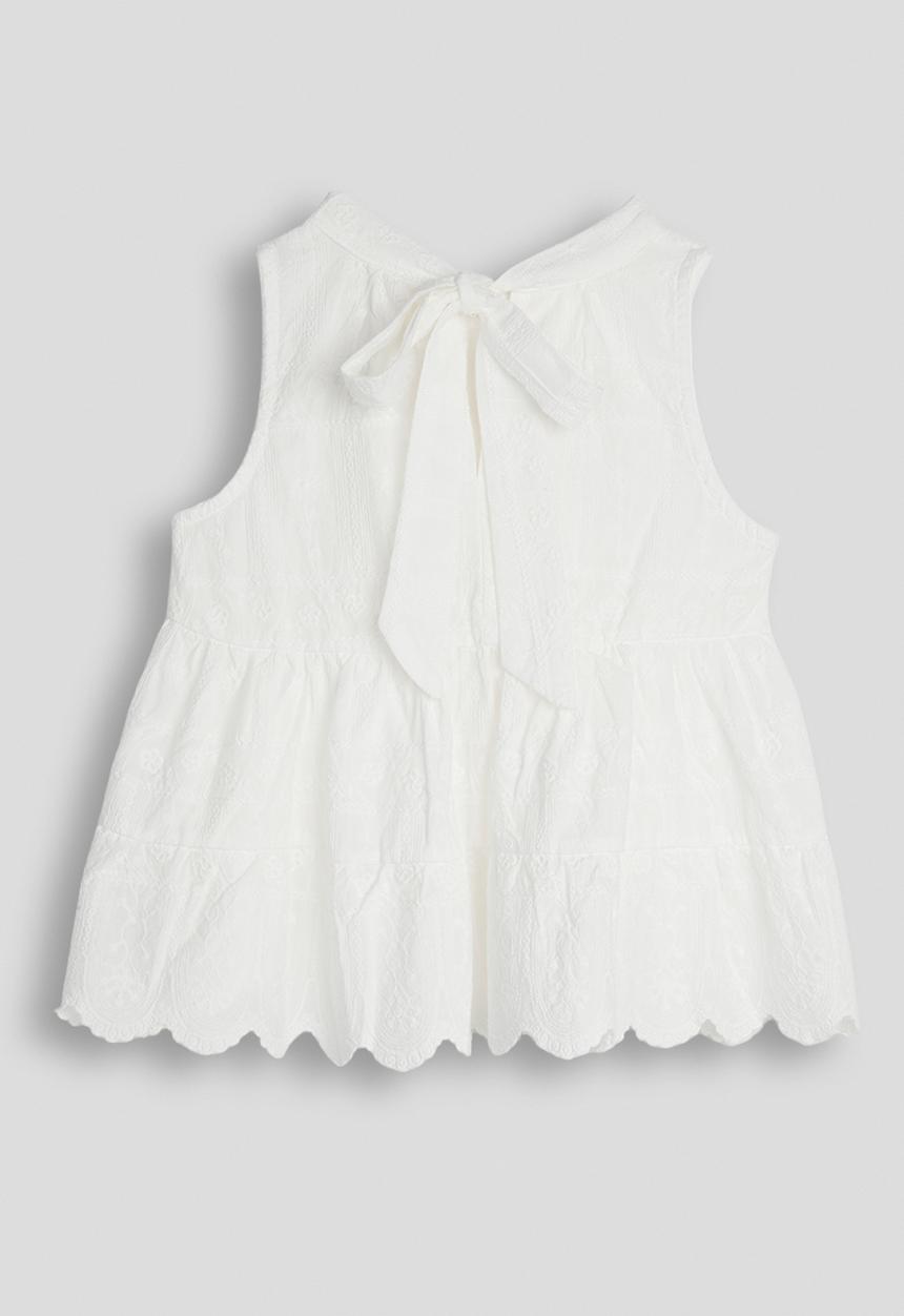 Pop Candy - Anglaise boho-style tunic top - white