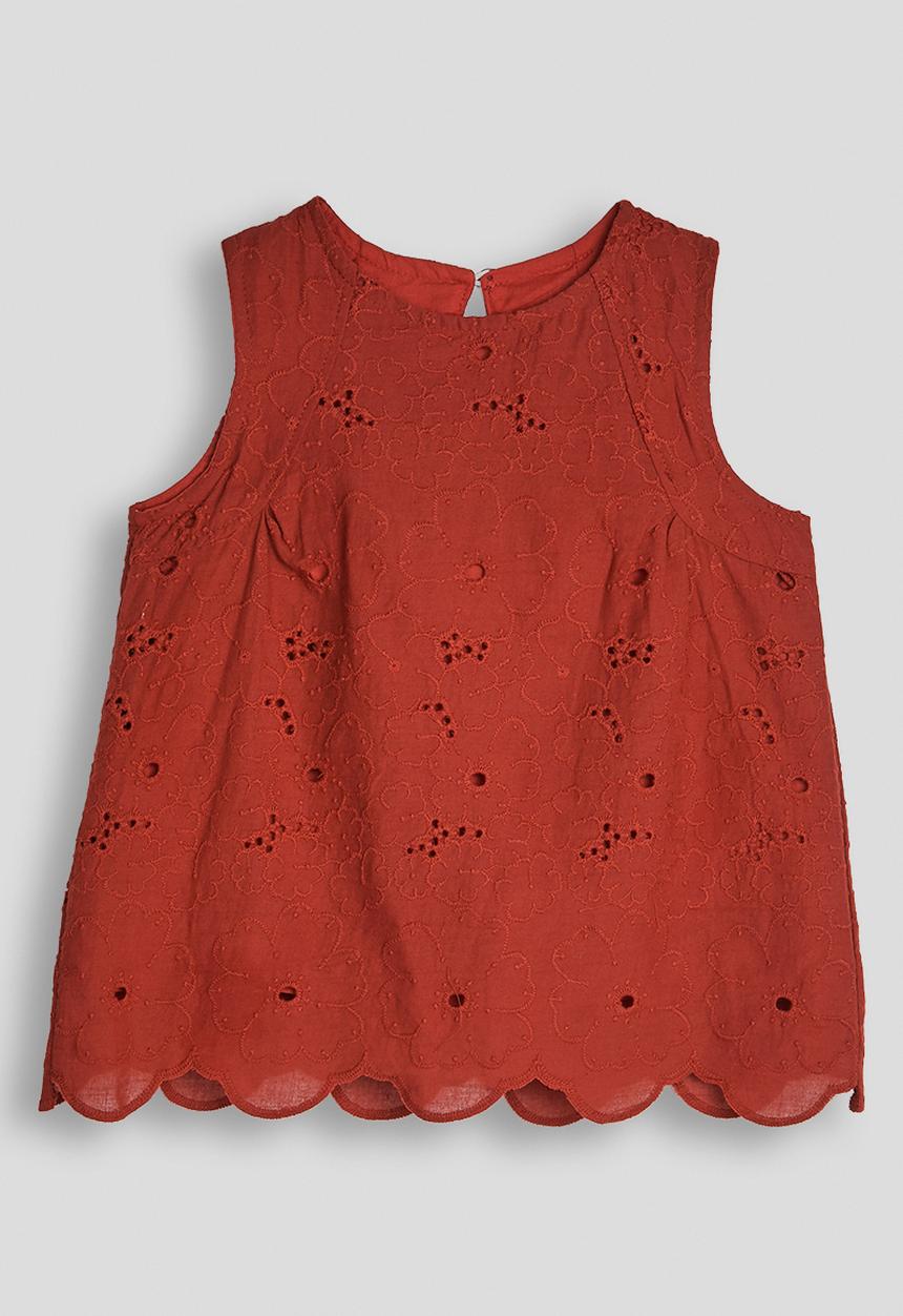 Pop Candy - Anglaise scallop edge flared top - barbados red