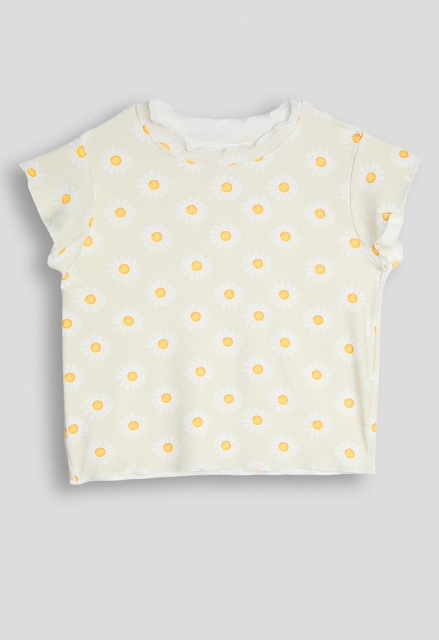 Pop Candy - Daisy aop lettuce hem tee - multi